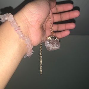 Healing crystal necklace and bracelet set
